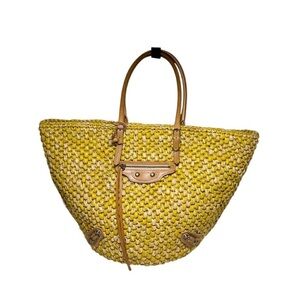 Balenciaga Yellow and Tan Woven Tote